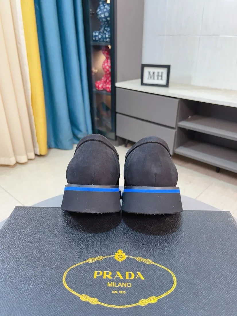 Men's shoes 💰540🌹🌹【PRADA Leather Shoes】Top purchasing agency Original imported Italian custom-made open-edge beaded cowhide leather surface, fully imported water-dyed breathable cowhide lining, original factory special molded sole super comfortable, size: 38-44